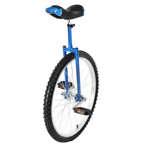 Wheel Unicycle,24Inch Outdoor One Wheel Bike with 2 Non-slip Pedals,Adjustable Seat Height Blue Sports Entertainment Exercise Unicycle for Office Workers,Cycling Enthusiasts,Weight Limit 154 Lbs