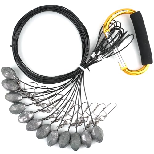 Duck Decoy Rigs Texas Style Tangle-Free 12 Pack Setup with Anchoring Weights, Gold Carabiner, Quick Swivels for Duck and Waterfowl Hunting