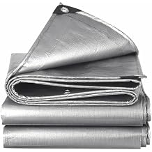 8x10 Feet Waterproof Silver Tarp 10 Mil Thick, Heavy Duty Tarp Cover with Grommets and Reinforced Edges, UV Resistant Tear-Proof Tarpaulin for Outdoor Camping