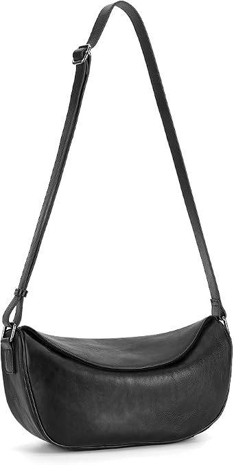Leather Crossbody Bag Purse for Women Men Crescent Shoulder Bag Medium Cross Body Dumpling Bag Half Moon Adjustable