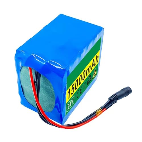Lithium Battery Pack 24V 15Ah for Electric Bikes, Waterproof Rechargeable Li-ion with BMS and 25.2V XT60 Charger