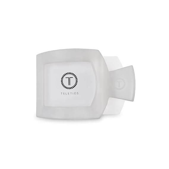 TELETIES - Medium Flat Square Clip - For Lying Down, Yoga, Driving & More - Strong Grip, Bendable Teeth, Comfortable Curved Design - Ideal for Medium Hair - Core Collection - Coconut White