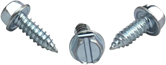 License Plate Screws - Number 14 x 0.75 inch Slotted Hex Head - American (20 per Box)