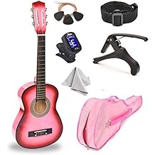 30" Wood Guitar with Case and Accessories for Kids/Girls/Boys/Beginners (Pink Gradient)