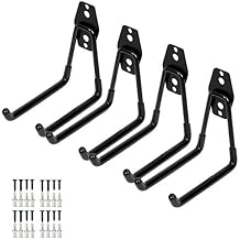 Wall Mount Heavy Duty Double Utility Tools Hooks with Anti-Slip Coating for Garage Storage Organizer Shovels Chair Hose, 4 Pack 5 Inches Garage Hooks...