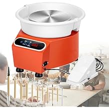 Pottery Wheel for Adults, 9.8" Electric Pottery Wheels with Detachable Basin, LCD Touch Screen Clay, Foot Pedal, 350W Ceramic Pottery Wheel,Orange-110V