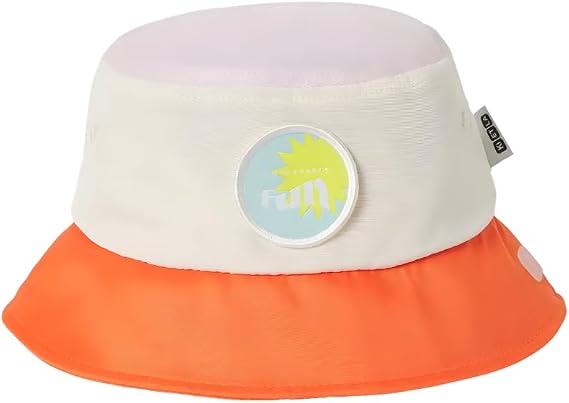 Kietla Vibe UV ve UVB Korumalı Cırtcırtlı Değişebilir Logo Bucket Şapka Orange Çocuk Güneş Şapkası UPF 50+ Geniş Kenarlı Hafif Nefes Alabilen Yaz Şapkası
