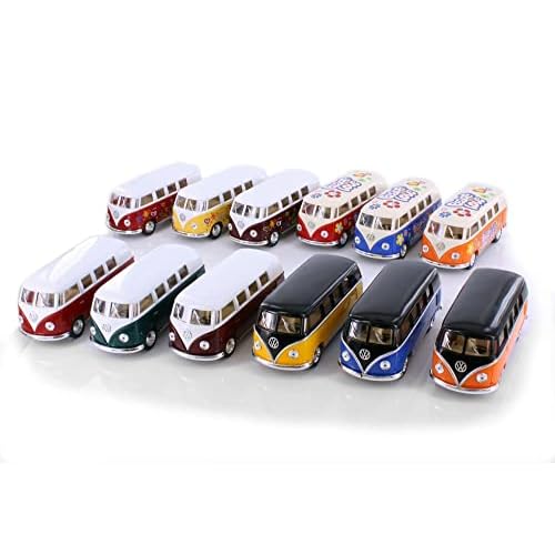 ModelToyCars Kinsmart Volkswagen Classic Bus Assortment Diecast Car Set - Box of 12 132 Scale Diecast Model Cars, Assorted Colors