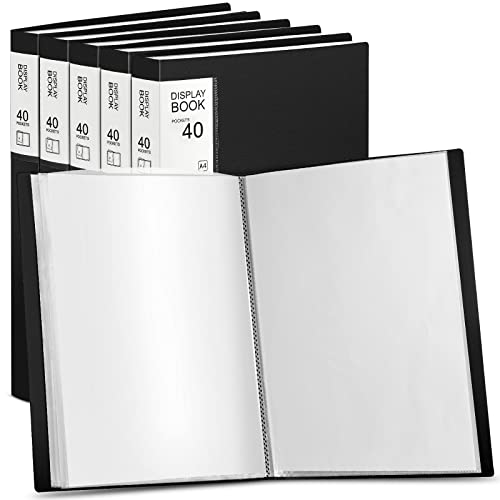 6 Pack Binder with Plastic Sleeves Large 8.5 x 11 Display Presentation Book 40 Pocket Display 80 Pages, Art Portfolio Folder with Clear Sheet Protector Book for Artwork Photo DocumentBlack