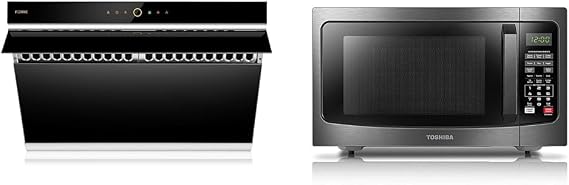 FOTILE JQG7505 30 Under-Cabinet or Wall-Mount Range Hood | Dual DC-Motor | Slant Vent Design & TOSHIBA EM131A5C-BS Countertop Microwave Ovens 1.2 Cu Ft