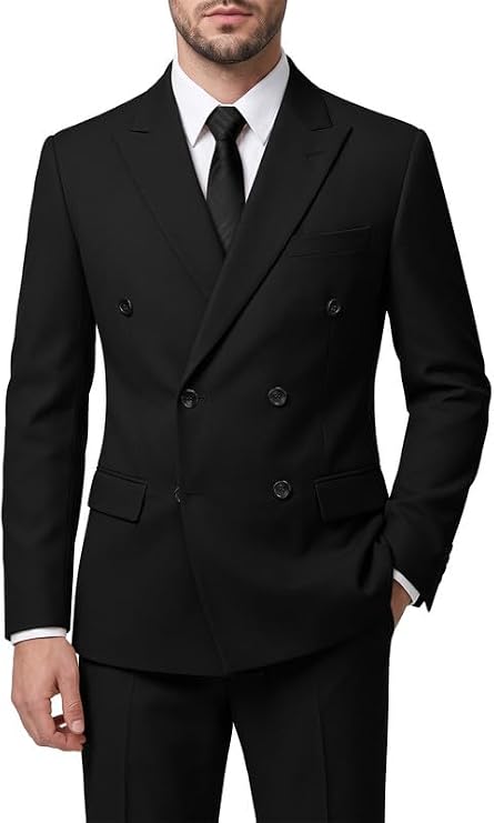 MAGE MALE Men's 2 Piece Suit Elegant Solid Double Breasted Slim Fit Tuxedo Suit with Blazer and Pants