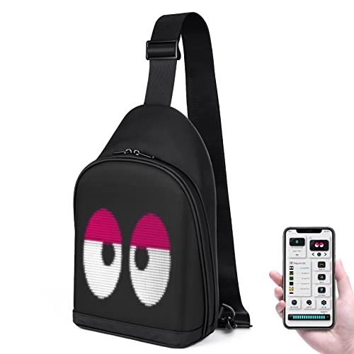Gelrova Light Up LED Crossbody Bag, Cyber Bag with Programmable LED Dsiplay Screen, Outdoor Advertising Travel Sling Backpack, City Serise