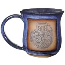 ALWAYS AZUL POTTERY Mug with Indian Pots in Real Blue - Handmade Ceramic Coffee Mug - Stylish and Unique Handcrafted Artistic Drinkware - Polished Clay Cups, Great for Coffee, Tea, and Art Lovers