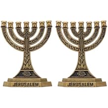 FOMIYES 7-Branch Menorah Candle Holder Candlesticks for Hanukkah, Shabbat, Table Centerpiece, Home and Church Decoration Golden 2pcs