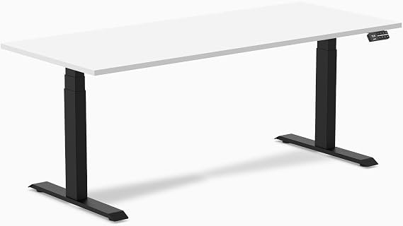 Desky Dual Laminate Sit Stand Desk White 70.9" Matte Black