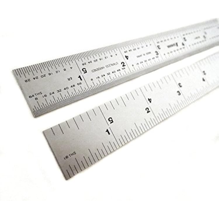 Shinwa 6 4R Rigid .750 wide x .035 thick Zero Glare Satin Chrome Stainless Steel 4R Machinist Engineer RulerRule with Graduations in 164, 132, 18, 116 Model H-3001A