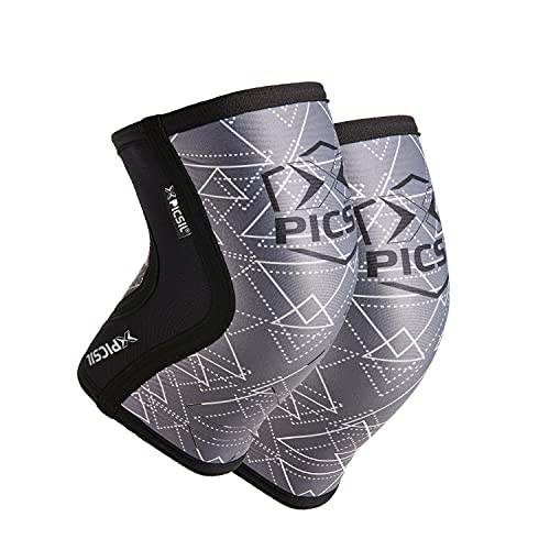 PICSIL Neoprene Knee Sleeve, Knee Brace for Stability and Compression, Stretchable Knee Pads for Training, Non-Slip, Breathable Knee Support Neoprene, Unisex, 1 Pair, 5mm Thick, Grey, Extra Large
