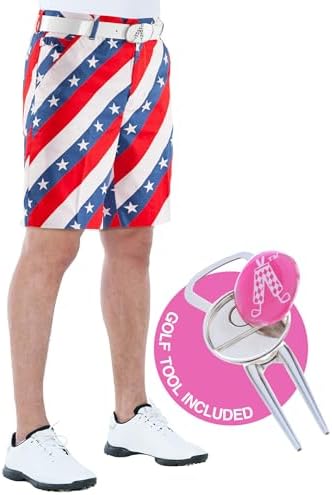 Royal & Awesome Mens Golf Shorts, Crazy Golf Shorts For Men, Plaid Shorts Men - Golf Tool Included