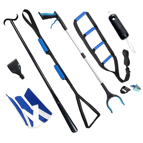 7PC Hip Replacement Kit After Surgery, Recovery Kit for Seniors with Grabber Reacher Tool, Sock Aid, 42" Leg Lifter Strap, Dressing Stick, Shoe Horn (42" Long Leg Lifter Reacher Grabber)