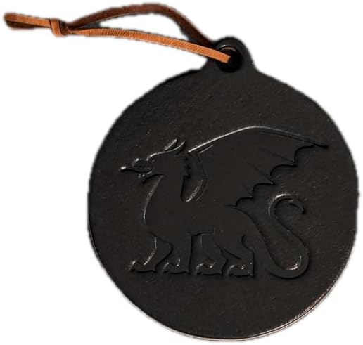 Dragon Circle Shape Christmas Ornament | Handmade | 4" x 4.4" (Black)