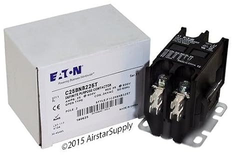 Eaton Cutler-Hammer Compatible Replacement for Zettler Controls XMC0-252-EBBC - Replaced by EatonCutler Hammer C25BNB225T Contactor, 2-Pole, 25 Amp, 24 VAC Coil Voltage (C25BNB225T_v5)