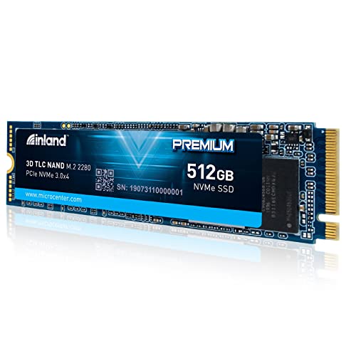 INLAND Premium 512GB SSD M.2 2280 PCIe NVMe 3.0 x4 3D NAND Internal Solid State Drive, High Speed ReadWrite Speed up to 3100MBs and 1900MBs, NVMe 1.3 & PCIe 3.1 Compatible, 780 TBW