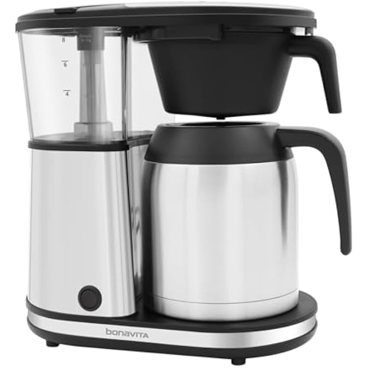 Bonavita 8 Cup Drip Coffee Maker Machine, One-Touch Pour Over, Auto Pause Brewing with Stainless Steel Double Wall Thermal Carafe, SCA Certified, Dishwasher Safe, BV1901TS