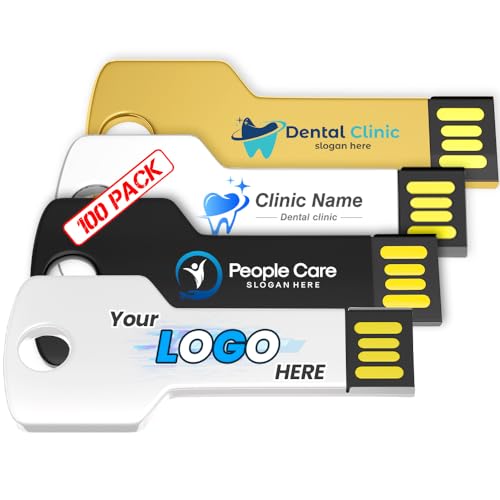 512MB 100Pcs Custom Key Shaped USB 2.0 Flash Drive, Bulk Personalized Metal Thumb Drives, PrintingEngraving Your Logo & Text on Double-Sided Memory Stick for OfficeSchoolPromotionsPhotography