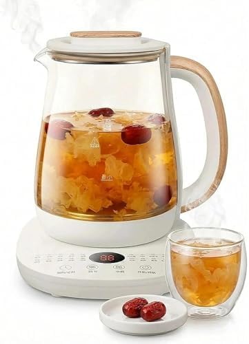 Smart Glass Kettle 1.8L, 800W Multi-Function Health Pot with Variable Temperature Control, 24H Timer & Keep Warm, LED Display, Boil-Dry Protection, for Tea, Coffee, Baby Food, Soup & Porridge