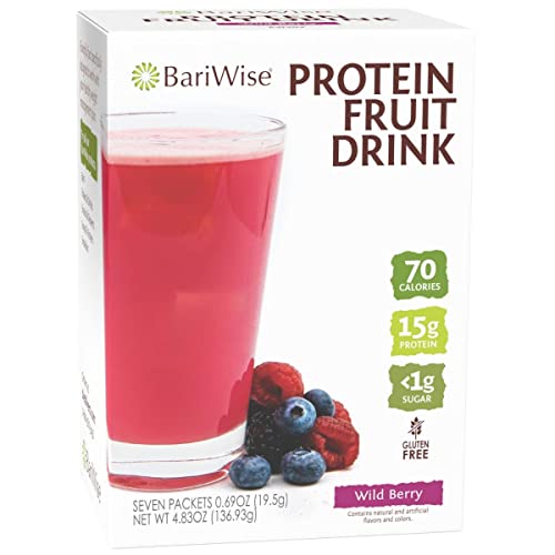 BariWise Protein Fruit Drink, Wildberry, Low Sugar, Gluten Free, Keto Friendly & Low Carb 7ct
