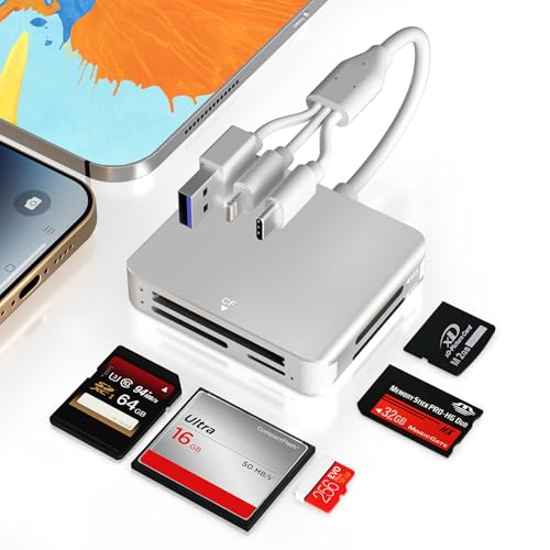 Memory Stick Pro Duo Adapter - 5 in 1 MSSDTFCFXD Card Reader Multi Camera Phone Adapter with LightningUSB CUSB OTG, Use for Android iPhone 161514 iPad Mac PC Laptop Memory Stick Pro Duo Mark2
