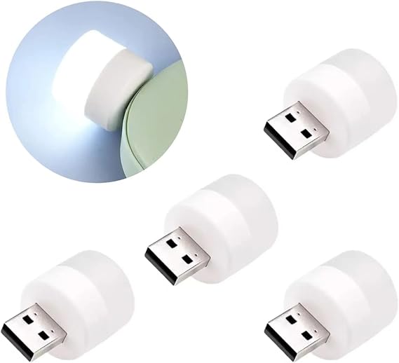 USB Mini LED lamps, reading light, USB night light, mobile LED, baby sleep, small round lights (4PCS) for mobile charging lamps [Energy Class A]