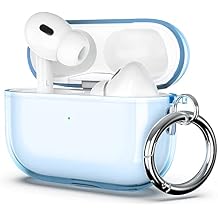 ULAK Compatible Airpods Pro 2nd Generation Case Clear, Design Soft TPU Airpods Pro 1st/2nd Generation Case Cover 2022/2019 with Ring Keychain Shockproof Protecitve Cover, Light Blue