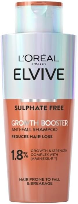 L'Oreal Paris Shampoo For Hair Growth And Anti Hair Loss, Elvive Growth Booster With Aminexil And Niacinamide, Prevents Hair Thinning and Reduces Loss In 12 Weeks For Visibly Fuller Hair, 200ml
