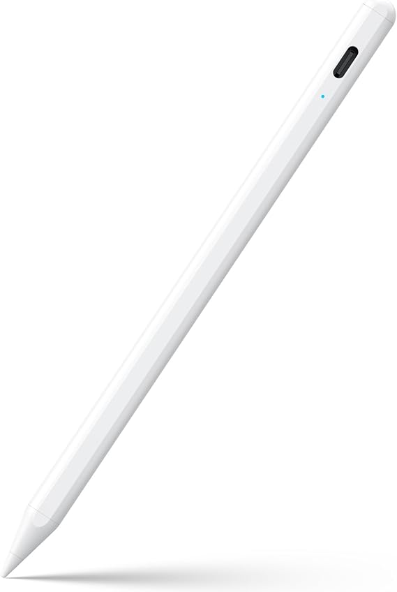 Jamjake Stylus Pen for iPad 6-11th Gen 2X Fast Charge, Palm Rejection-White | Tilt Sensitivity, USB-C Charge, Compatible with 2018-2026 Apple Pencil iPad Pro 11/12.9/13, Air 3/4/5/M2/M3/M4, mini 5/6/7