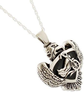 Eagle and Motorcycle Pendant and Necklace for Ashes, Sterling Silver, Cremation Jewelry for Ashes