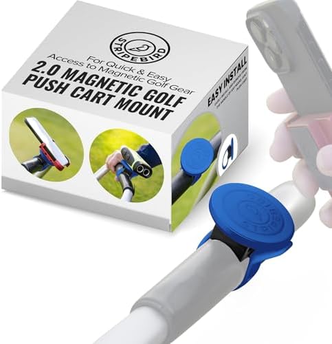 Stripebird - 2.0 Golf Push Cart Mount for Magnetic Accessories Blue - Push Cart Strap for Quick and Easy Access of Golf Gear - Cell Phone Holder for Golf Cart - Phone Holder for Golf Cart