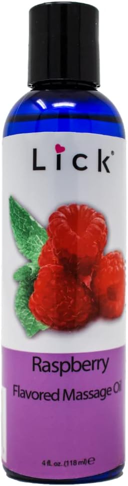 Raspberry Flavored Massage Oil Bright Berry Edible Massage Oil with Sweet Almond Oil & Vitamin E, Smooth Body-Safe Glide for Couples Massage, 4 oz