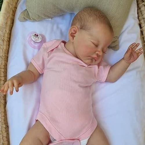 Angelbaby Realsitic Newborn Baby Dolls That Look Real Reborn Silicone Baby Sleeping -19Inch Lifelike Soft Body Life Size Infant Feel for Kids Adults Companion