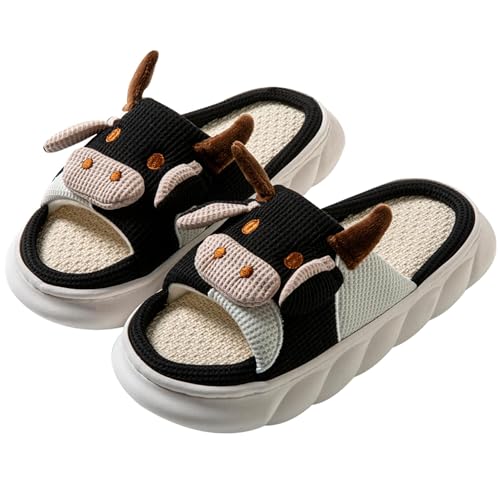 Womens Cute Animal Pig Slippers - Soft, Cosy Four Seasons Home Linen Slippers