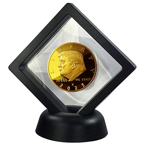 eTradewinds Donald J. Trump 2025-47th Presidential Gold Commemorative Challenge Coin in Diamond Display Case with Certificate of Authentication & Display Stand 2025 Diamond