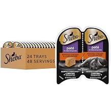 Sheba Perfect Portions Wet Cat Food Pate Roasted Chicken & Liver Entree, 2.6 oz. Twin-Pack Trays, Cat Food Wet Recipe (24 Count, 48 Servings)