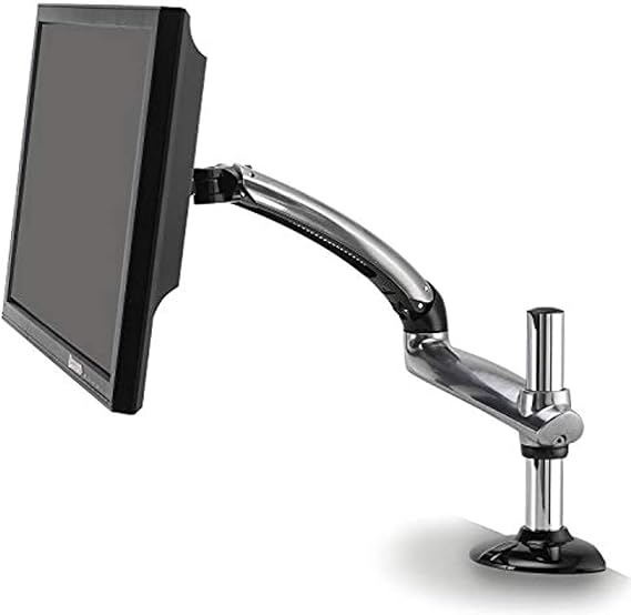 Ergotech Single Freedom Arm, Includes Single Aluminum Articulating Arm, 8.4-17.8 lbs. Weight Capacity, Suitable for Monitors up to 27 inches, VESA Compatible 7575, 100100, Silver