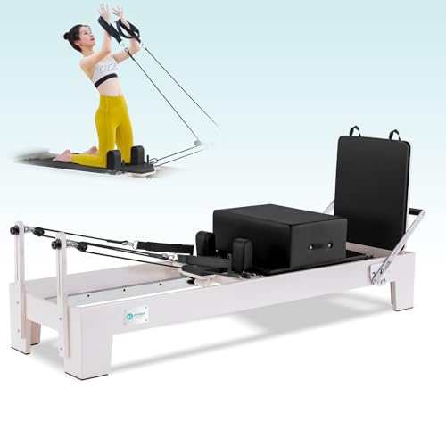 JOYRIDER 90 Pilates Reformer, Wooden Reformer Pilates Machine for Home Workout and Studio, Oak Wood, Pilates Equipment with Piano Wire Spings, Pilates Box, Jump Board
