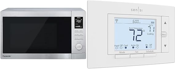 Panasonic NN-SV79MS 1.4 cu.ft Smart Inverter Works with Alexa Countertop Microwave Oven 1200Watt & Emerson Sensi Wi-Fi Smart Thermostat for Smart Home, DIY, Works with Alexa, Energy Star Certified