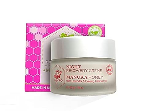 Night Recovery Creme 1.76 Oz With Manuka Honey and Lavender, Hydrating, Free of Paraben and Mineral Oils