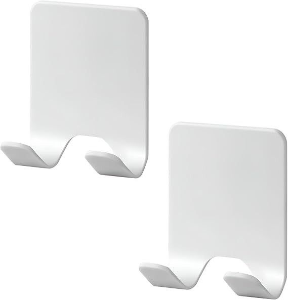 2 Pack Self-Adhesive Shower Razor Holder, Waterproof Silicone Hooks for Razor, Hair Brush & Toothbrush, White Bathroom Organizer.
