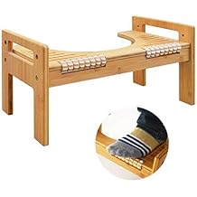 Toilet Stool Adjustable Height Bamboo Anti-Slip Footstool with Massage Foldable Step Stool Bathroom Squatting Pan Suitable Shower Bench for Inside Shower