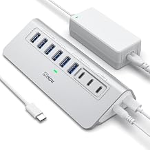 Powered USB Hub 10Gbps, intpw 9-Port USB 3.2 Hub, USB C Hub with USB A/USB C 3.2, 4 USB 3.0, 2 PD 45W Charging Ports, 65W Power Adapter and 3.3FT Cable, Aluminum USB Hub for Laptop, iPhone 17/16/15,PC