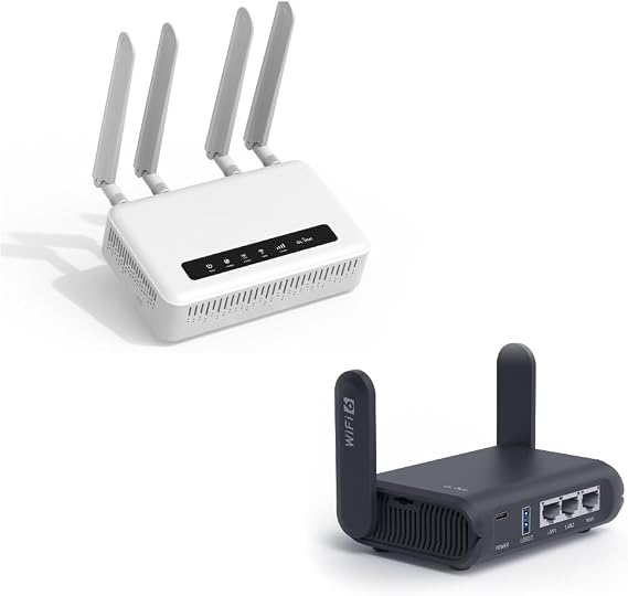 GL.iNet GL-X2000(Spitz Plus) Cellular Gateway 4G LTE Router for Home, RV, Road Trips, Offices & GL-AXT1800(Slate AX) Portable Gigabit Travel Router